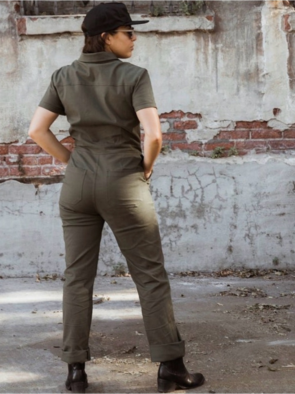 ATWYLD Pit Crew Jumpsuit Olive Green Coverall Style Short Sleeve Women's Size S - Picture 3 of 9